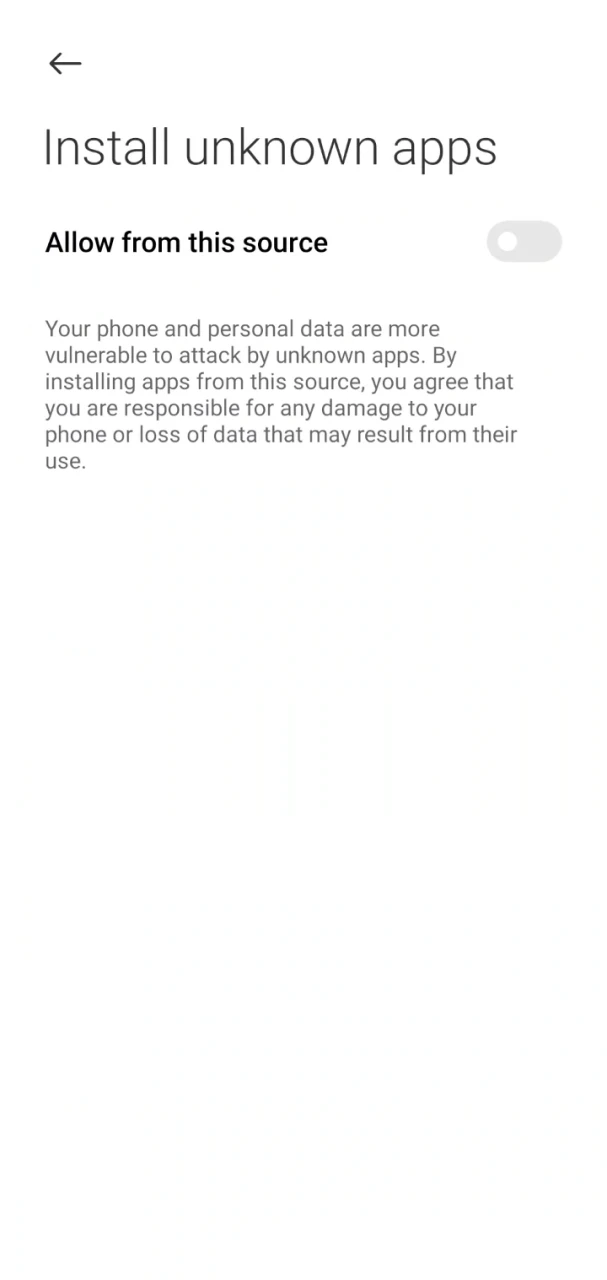 Allow installation from unknown sources to install the 1win app.