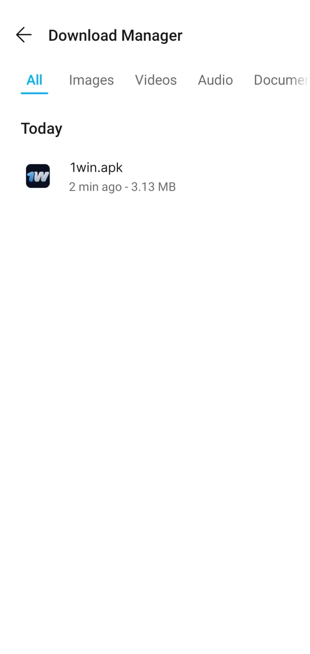 After downloading the 1win apk, find it in your downloads folder and open it.