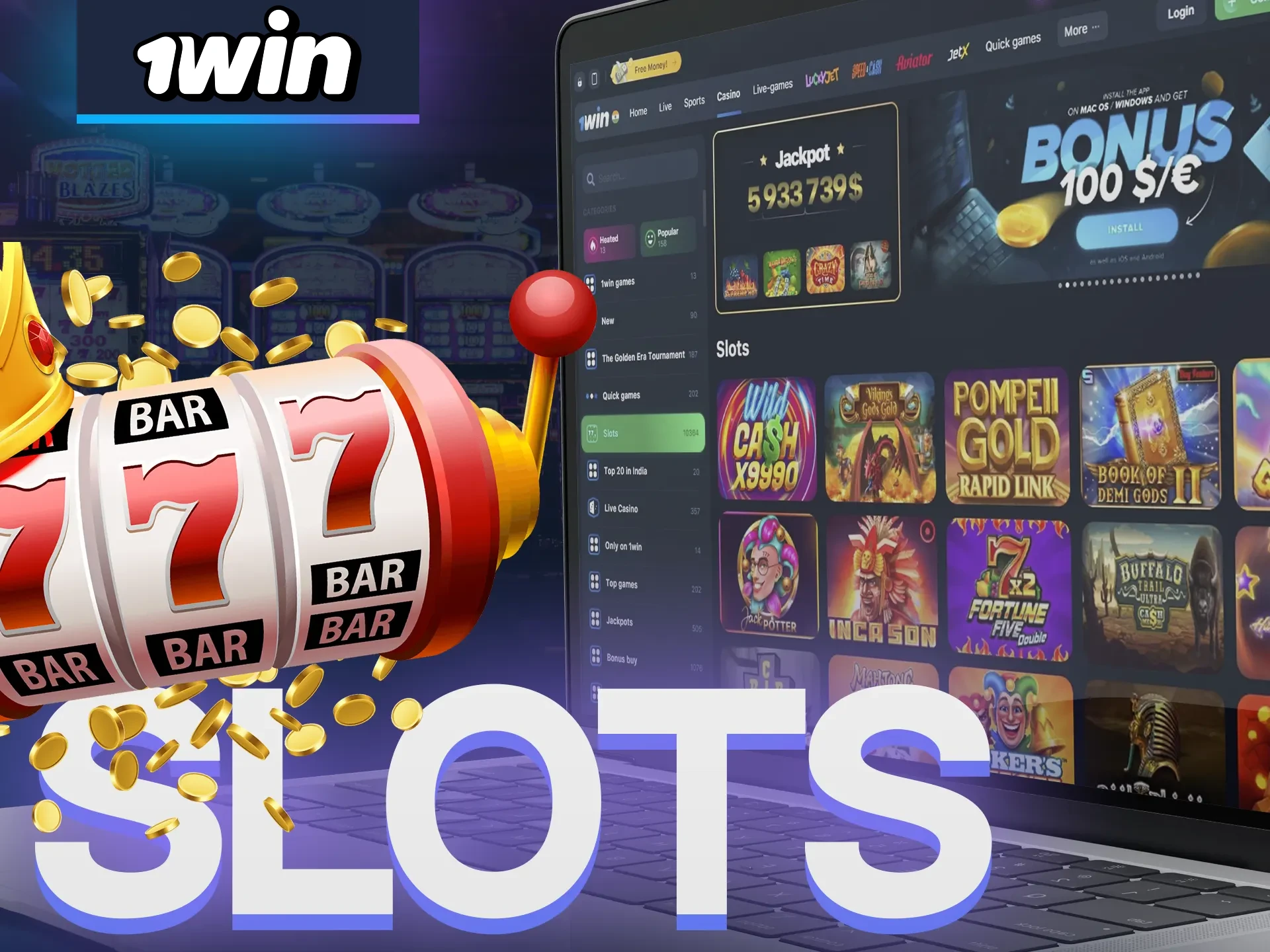 For live casino games at 1win, go to the Slots section.